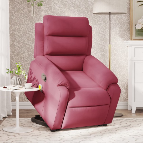 Sillón reclinable de masaje elevable terciopelo rojo tinto Sillón reclinable de masaje elevable terciopelo rojo tinto