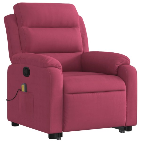 Sillón reclinable de masaje elevable terciopelo rojo tinto Sillón reclinable de masaje elevable terciopelo rojo tinto