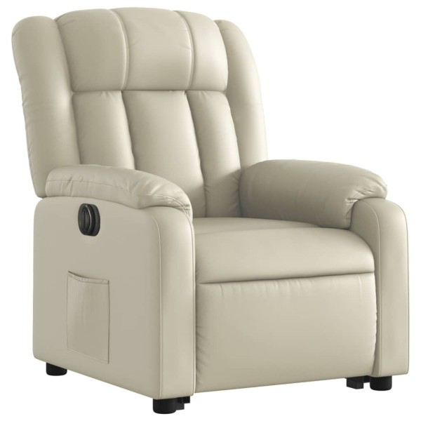 Sillón reclinable elevable eléctrico de cuero sintético crema Sillón reclinable elevable eléctrico de cuero sintético crema