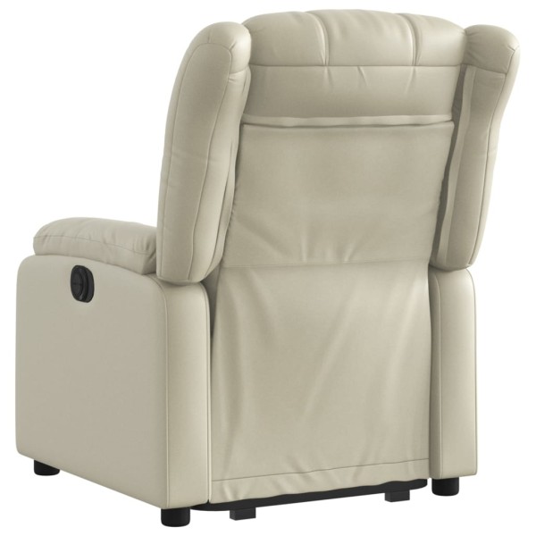 Sillón reclinable elevable eléctrico de cuero sintético crema Sillón reclinable elevable eléctrico de cuero sintético crema