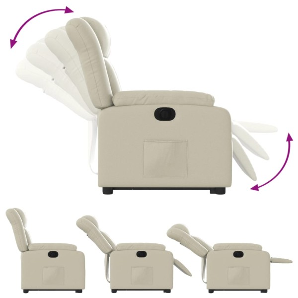 Sillón reclinable elevable eléctrico de cuero sintético crema Sillón reclinable elevable eléctrico de cuero sintético crema