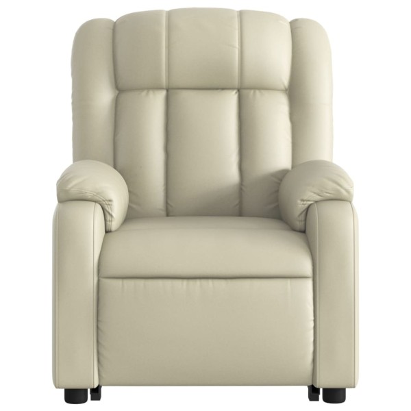 Sillón reclinable elevable eléctrico de cuero sintético crema Sillón reclinable elevable eléctrico de cuero sintético crema