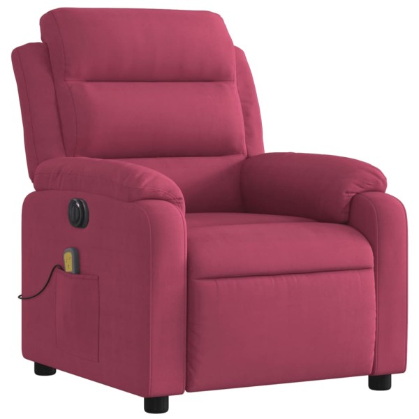 Sillón reclinable de masaje eléctrico terciopelo rojo tinto Sillón reclinable de masaje eléctrico terciopelo rojo tinto