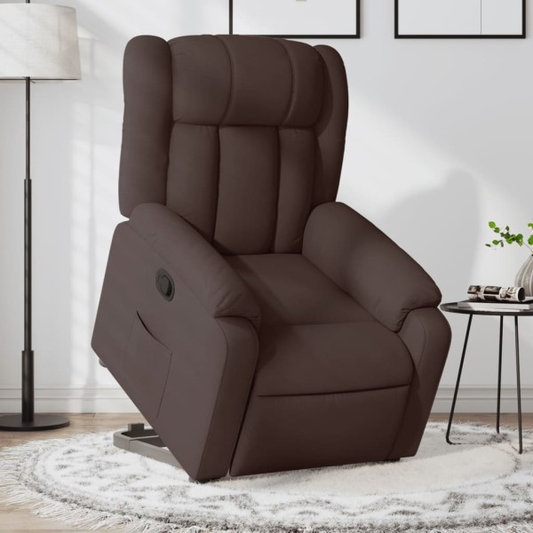 Sillón reclinable elevable tela marrón oscuro Sillón reclinable elevable tela marrón oscuro