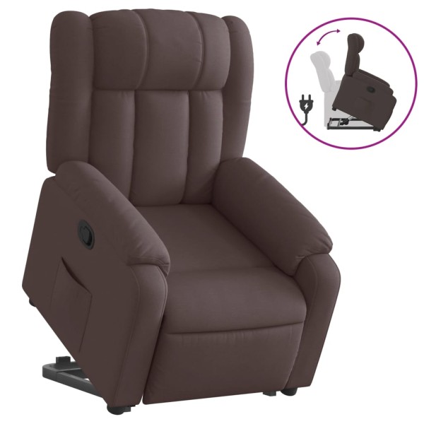 Sillón reclinable elevable tela marrón oscuro Sillón reclinable elevable tela marrón oscuro