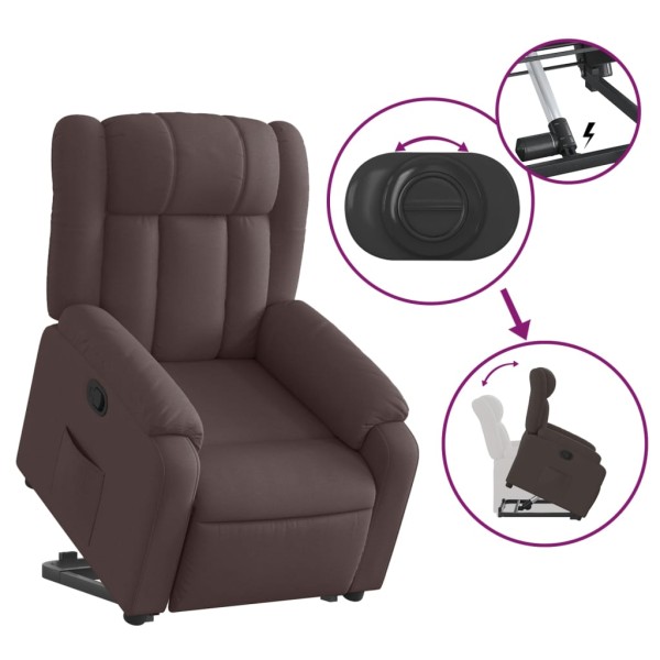 Sillón reclinable elevable tela marrón oscuro Sillón reclinable elevable tela marrón oscuro