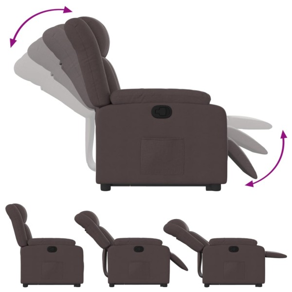 Sillón reclinable elevable tela marrón oscuro Sillón reclinable elevable tela marrón oscuro
