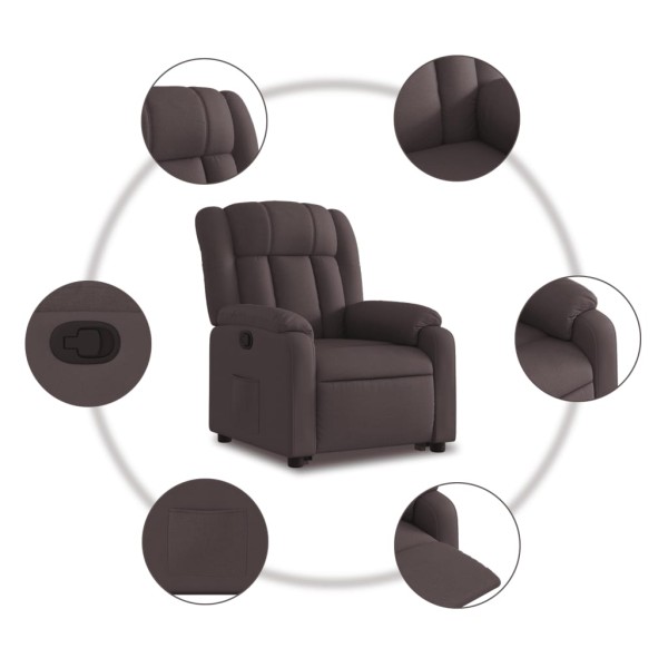 Sillón reclinable elevable tela marrón oscuro Sillón reclinable elevable tela marrón oscuro