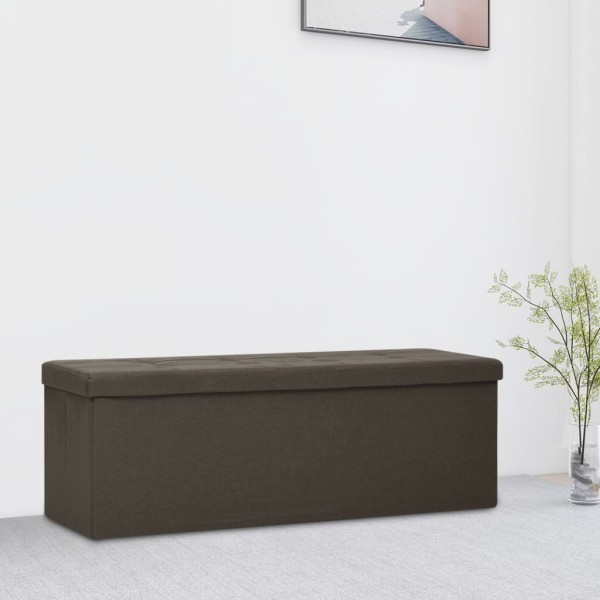 Banco de almacenamiento plegable lino sintético marrón oscuro Banco de almacenamiento plegable lino sintético marrón oscuro