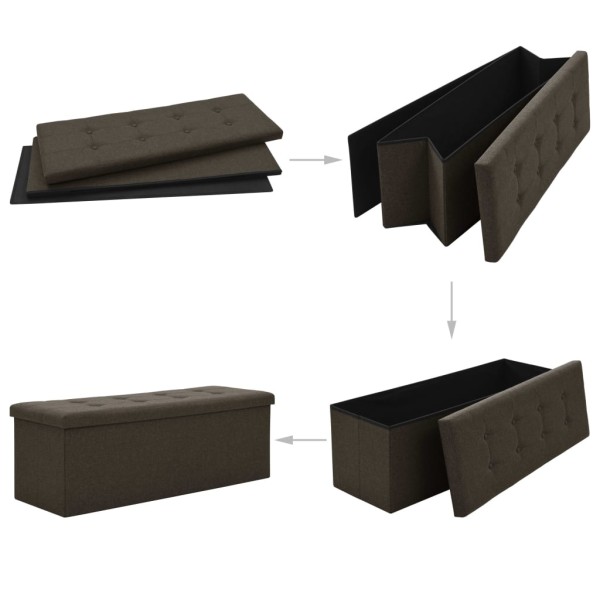 Banco de almacenamiento plegable lino sintético marrón oscuro Banco de almacenamiento plegable lino sintético marrón oscuro