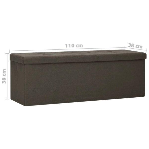 Banco de almacenamiento plegable lino sintético marrón oscuro Banco de almacenamiento plegable lino sintético marrón oscuro