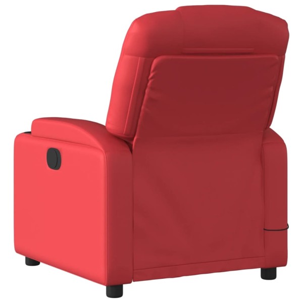 Sillón de masaje reclinable eléctrico de cuero artificial rojo