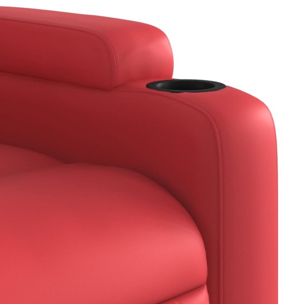 Sillón de masaje reclinable eléctrico de cuero artificial rojo
