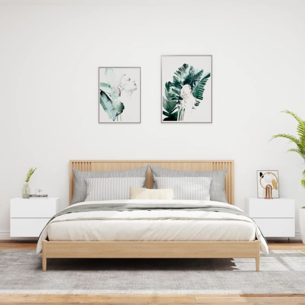 Mesitas de noche de pared con luces LED 2 unidades blanco Mesitas de noche de pared con luces LED 2 unidades blanco