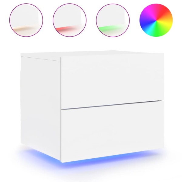 Mesitas de noche de pared con luces LED 2 unidades blanco Mesitas de noche de pared con luces LED 2 unidades blanco