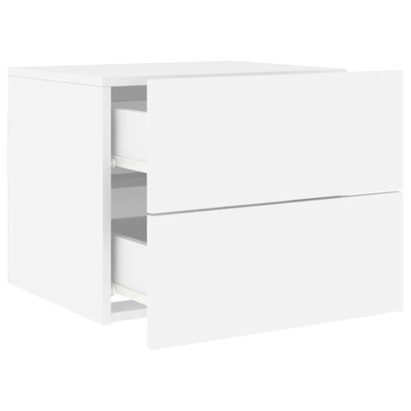 Mesitas de noche de pared con luces LED 2 unidades blanco Mesitas de noche de pared con luces LED 2 unidades blanco
