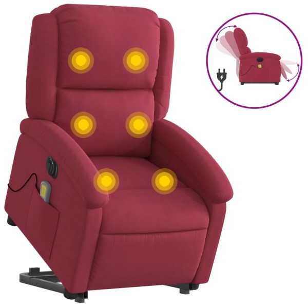 Sillón de masaje reclinable elevable terciopelo rojo tinto Sillón de masaje reclinable elevable terciopelo rojo tinto