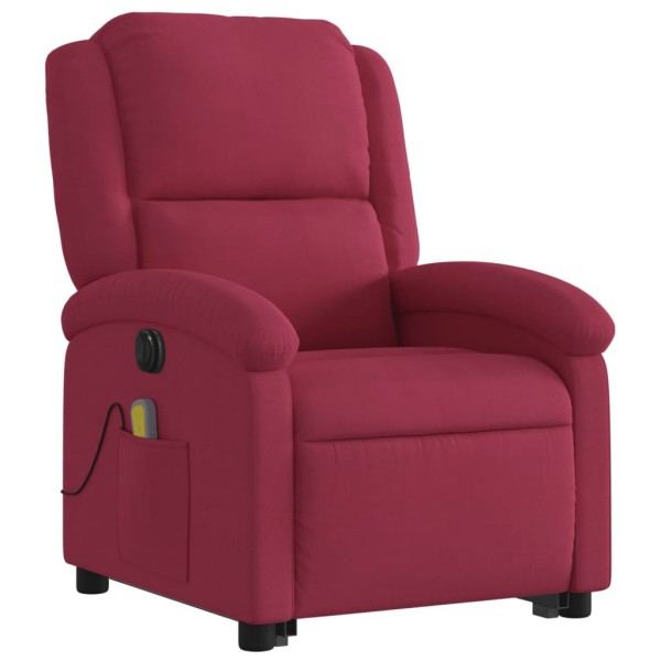 Sillón de masaje reclinable elevable terciopelo rojo tinto Sillón de masaje reclinable elevable terciopelo rojo tinto