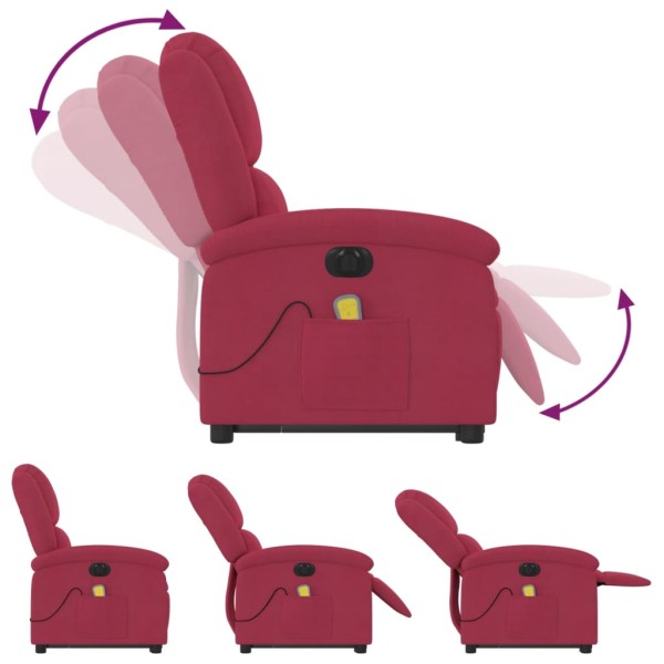 Sillón de masaje reclinable elevable terciopelo rojo tinto Sillón de masaje reclinable elevable terciopelo rojo tinto