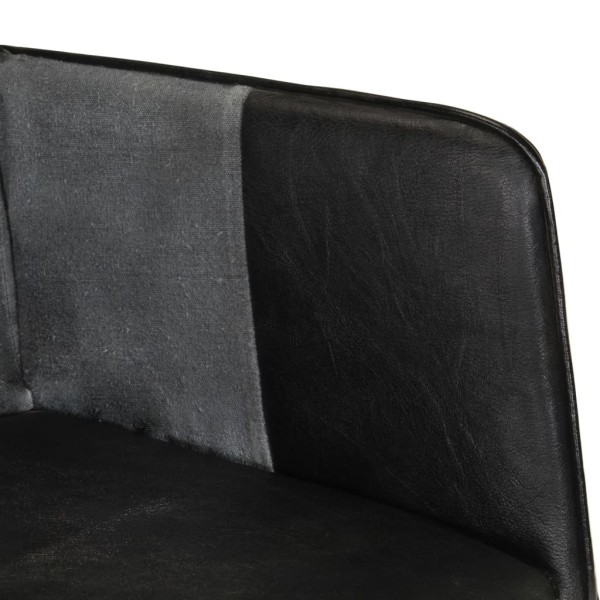 Sillón orejero cuero auténtico negro y gris Sillón orejero cuero auténtico negro y gris