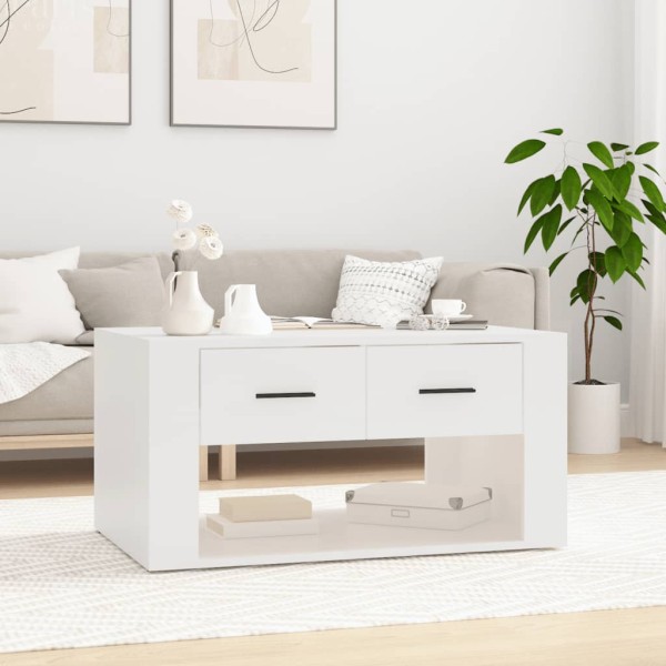 Mesa de centro madera contrachapada blanca 80x50x40 cm Mesa de centro madera contrachapada blanca 80x50x40 cm