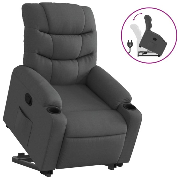 Sillón reclinable elevable de tela gris oscuro Sillón reclinable elevable de tela gris oscuro