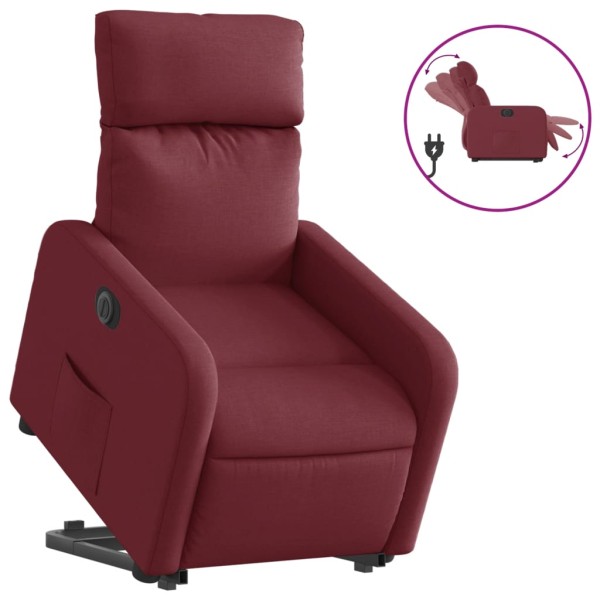 Sillón eléctrico reclinable elevable de tela rojo tinto Sillón eléctrico reclinable elevable de tela rojo tinto