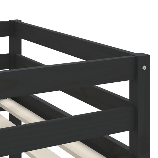 Cama alta para niños con cortinas madera pino azul 90x190 cm Cama alta para niños con cortinas madera pino azul 90x190 cm