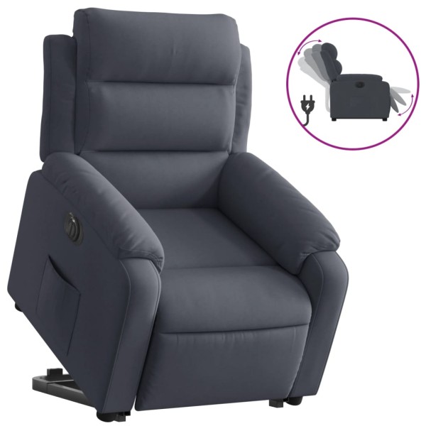 Sillón eléctrico reclinable elevable de terciopelo gris oscuro Sillón eléctrico reclinable elevable de terciopelo gris oscuro