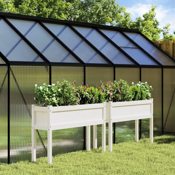 Jardineras exterior con patas 2 uds madera maciza pino blanco Jardineras exterior con patas 2 uds madera maciza pino blanco