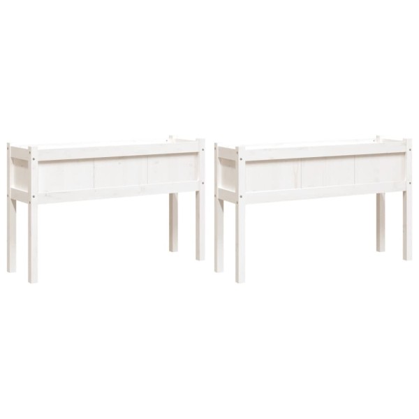 Jardineras exterior con patas 2 uds madera maciza pino blanco Jardineras exterior con patas 2 uds madera maciza pino blanco
