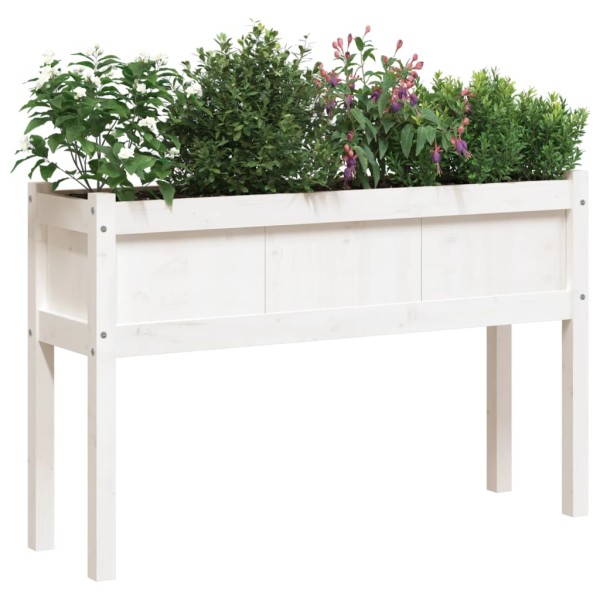 Jardineras exterior con patas 2 uds madera maciza pino blanco Jardineras exterior con patas 2 uds madera maciza pino blanco