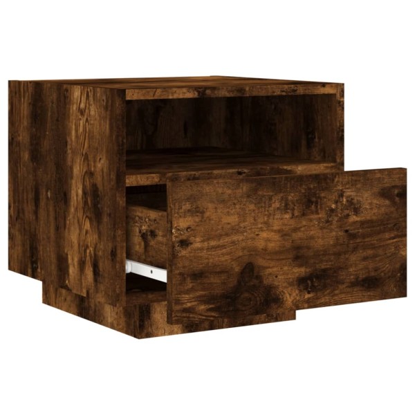 Mesitas de noche con luces LED 2 uds roble ahumado 40x39x37 cm Mesitas de noche con luces LED 2 uds roble ahumado 40x39x37 cm
