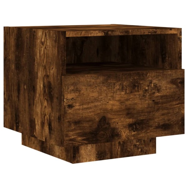 Mesitas de noche con luces LED 2 uds roble ahumado 40x39x37 cm Mesitas de noche con luces LED 2 uds roble ahumado 40x39x37 cm