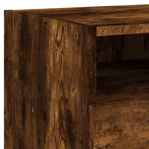 Mesitas de noche con luces LED 2 uds roble ahumado 40x39x37 cm Mesitas de noche con luces LED 2 uds roble ahumado 40x39x37 cm