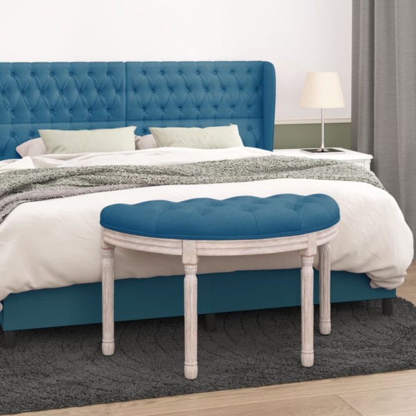 Banco de terciopelo azul 81,5x41x49 cm Banco de terciopelo azul 81,5x41x49 cm