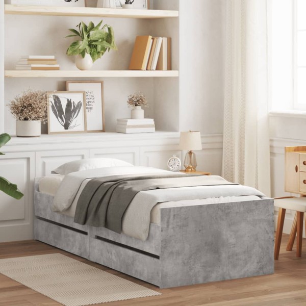 Estructura de cama con cajones gris hormigón 100x200 cm Estructura de cama con cajones gris hormigón 100x200 cm