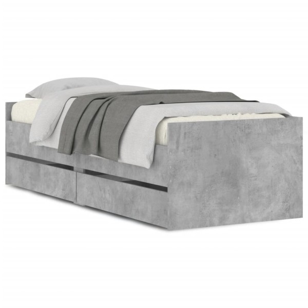 Estructura de cama con cajones gris hormigón 100x200 cm Estructura de cama con cajones gris hormigón 100x200 cm