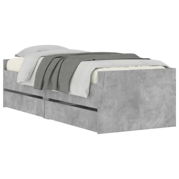 Estructura de cama con cajones gris hormigón 100x200 cm Estructura de cama con cajones gris hormigón 100x200 cm