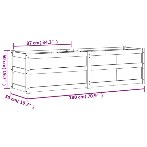 Jardinera de madera maciza de pino 180x50x50 cm Jardinera de madera maciza de pino 180x50x50 cm