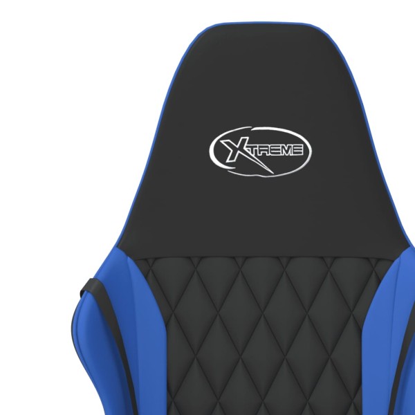 Silla gaming de masaje cuero sintético negro y azul Silla gaming de masaje cuero sintético negro y azul