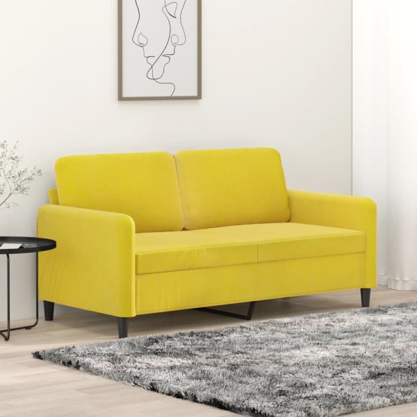 Sofá de 2 plazas terciopelo amarillo 140 cm Sofá de 2 plazas terciopelo amarillo 140 cm