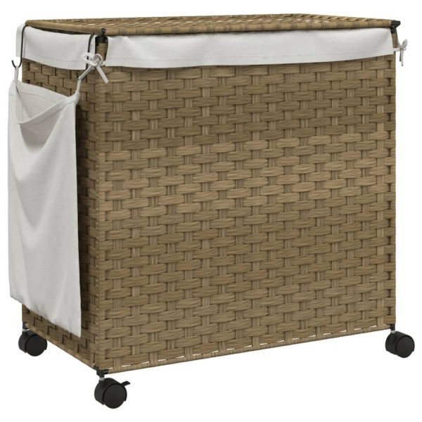 Cesto para ropa sucia con ruedas ratán 60x35x60,5 cm Cesto para ropa sucia con ruedas ratán 60x35x60,5 cm