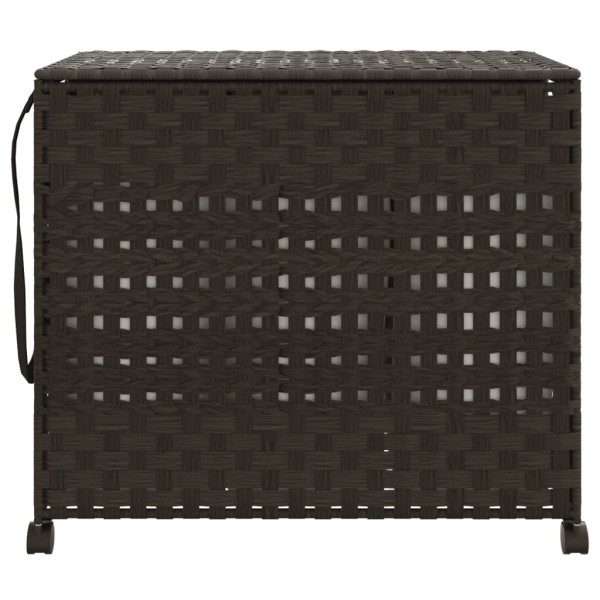 Cesto de ropa sucia con ruedas ratán marrón oscuro 66x35x60 cm Cesto de ropa sucia con ruedas ratán marrón oscuro 66x35x60 cm