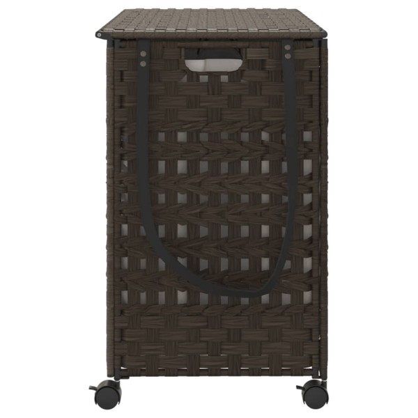 Cesto de ropa sucia con ruedas ratán marrón oscuro 66x35x60 cm Cesto de ropa sucia con ruedas ratán marrón oscuro 66x35x60 cm
