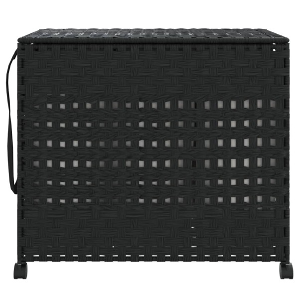 Cesto para ropa sucia con ruedas ratán negro 66x35x60 cm Cesto para ropa sucia con ruedas ratán negro 66x35x60 cm