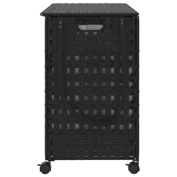 Cesto para ropa sucia con ruedas ratán negro 66x35x60 cm Cesto para ropa sucia con ruedas ratán negro 66x35x60 cm