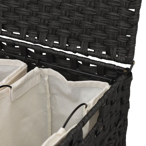 Cesto para ropa sucia con ruedas ratán negro 66x35x60 cm Cesto para ropa sucia con ruedas ratán negro 66x35x60 cm