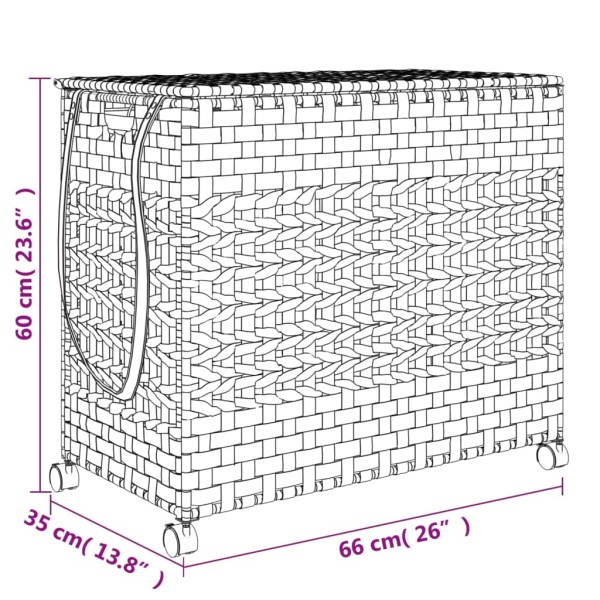 Cesto para ropa sucia con ruedas ratán negro 66x35x60 cm Cesto para ropa sucia con ruedas ratán negro 66x35x60 cm