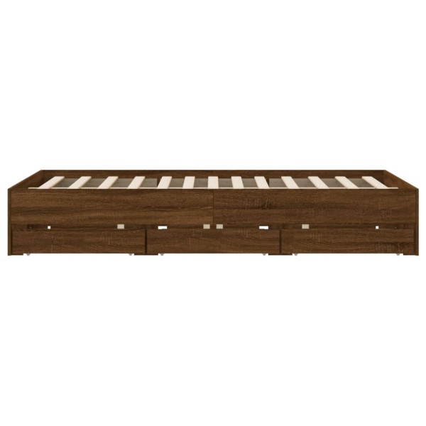 Cama con cajones madera de ingeniería marrón roble 140x190 cm Cama con cajones madera de ingeniería marrón roble 140x190 cm